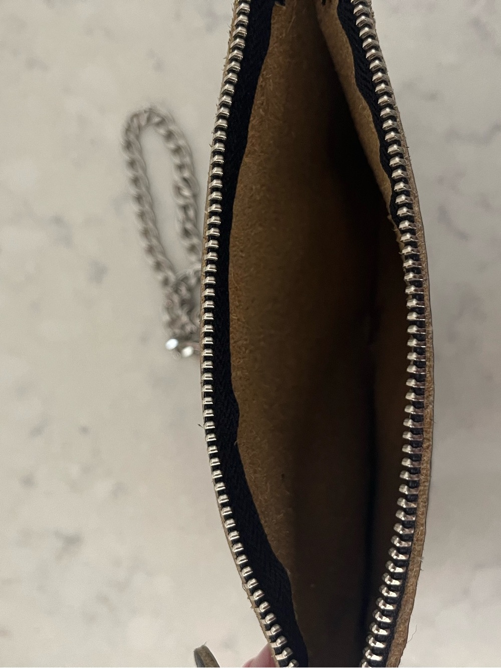 Roots Pebbled Black Leather Crossbody Chain Bag - Picture 8 of 9